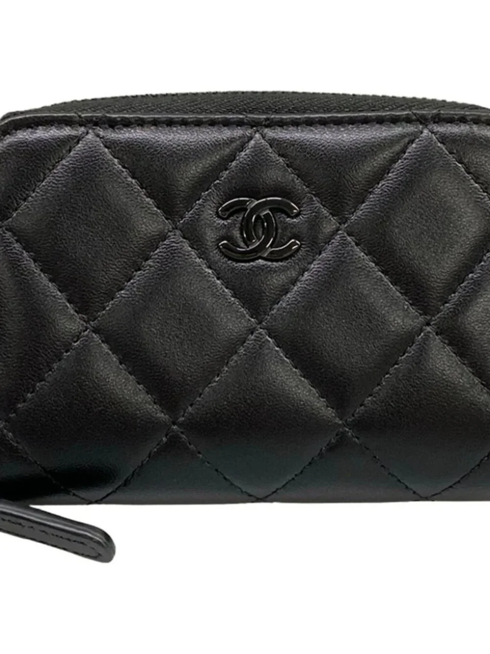 CHANEL Matelasse Black Lambskin Coin Case